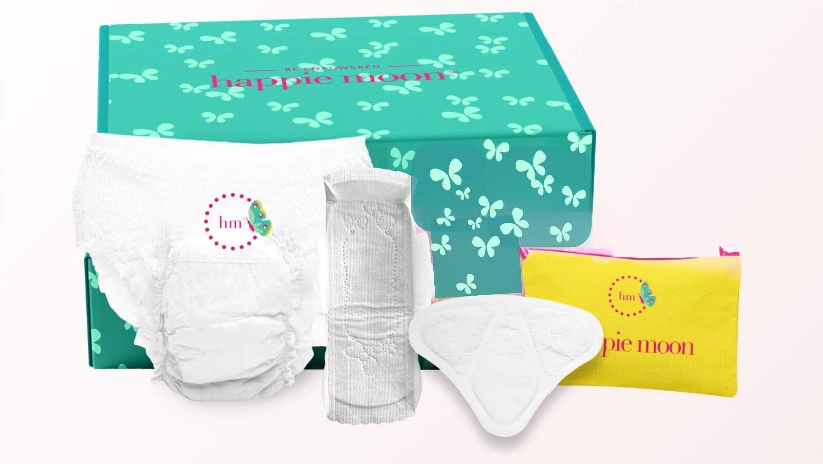 happie moon First Period Kit for Tweens | Small Period Pads | Great for School and On The Go | Zero Chlorine, Bleach, Dyes and F