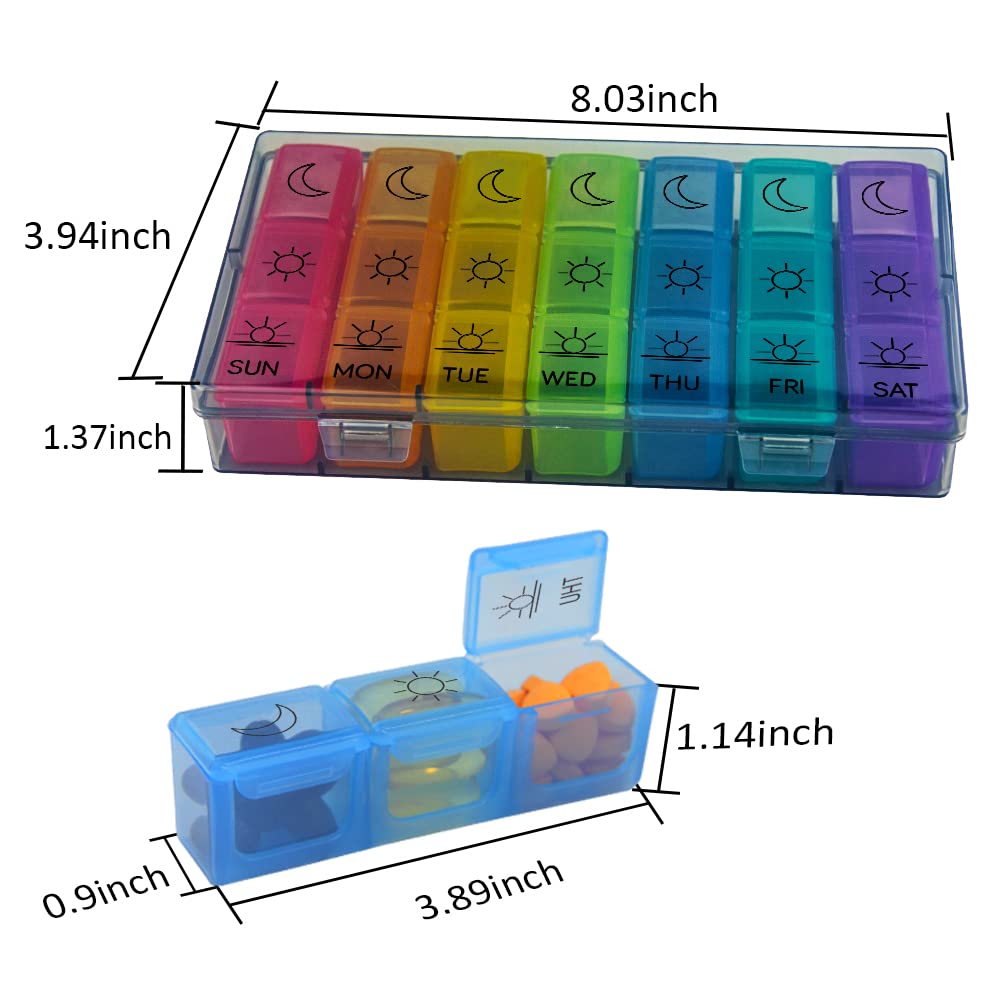 GOGOODA Weekly Pill Organizer 3 Times a Day, Pill Holder Box 7 Day, Daily Pill Organizer Case for Vitamins/Fish Oils/Supplements