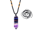 Runyangshi Rainbow Fluorite Healing Crystal Pendants, Double Pointed Natural Crystal Quartz Necklace 6 Faceted Chakra Crystal Wa
