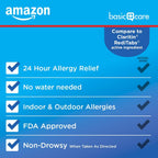 Amazon Basic Care Loratadine Orally Disintegrating Tablets, 10 mg, Antihistamine, Allergy Medicine, 24 Hour Relief, 30 Count