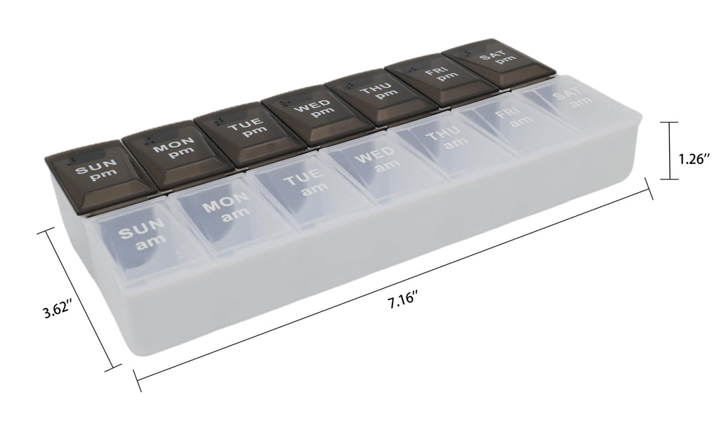 7 Day Weekly Pill AM PM Organizer, ShysTech Large Pill Case Pill Box for Pills/Vitamin/Supplements/Medication (Black/White)