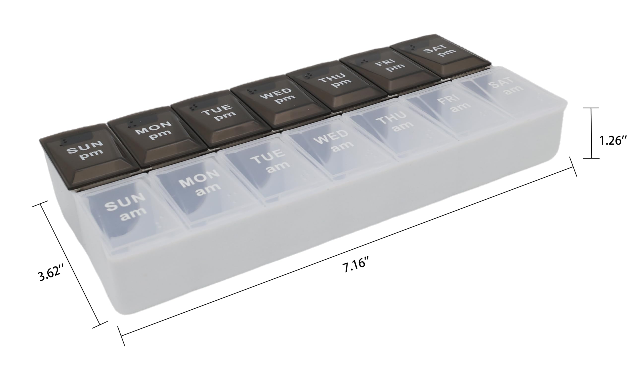 7 Day Weekly Pill AM PM Organizer, ShysTech Large Pill Case Pill Box for Pills/Vitamin/Supplements/Medication (Black/White)