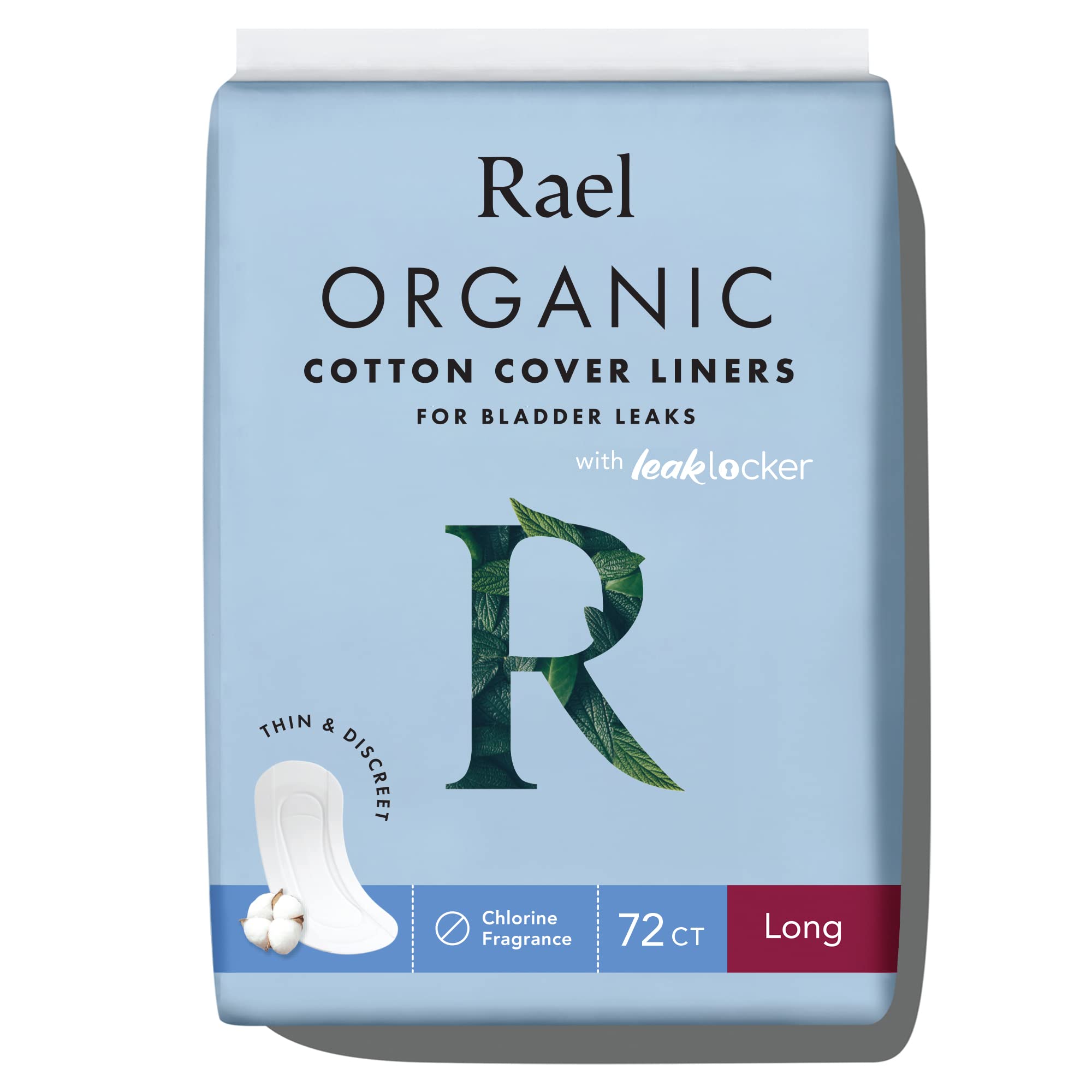 Rael Incontinence Liners for Women, Organic Cotton Cover - Postpartum Essential, Regular Absorbency, Bladder Leak Control, 4 Lay