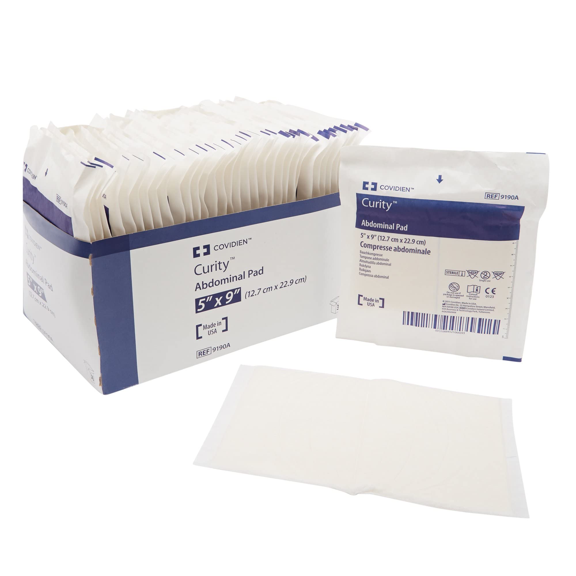 Covidien 9190A Curity Abdominal Pads, Sterile, 5 x 9 (Pack of 36)