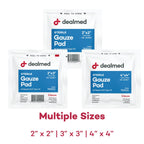 Dealmed Sterile Gauze Pads - 100 Count (Case of 24), 3 x 3 Gauze Pads, Disposable and Individually Wrapped Medical Gauze Pads, W