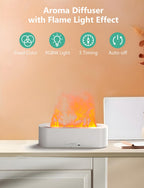 Flame Air Diffuser, Humidifier, Essential Oil Diffuser - 7 Colors, 180mL Capacity (8 Hours), Noiseless Operation, Auto-Off Prote