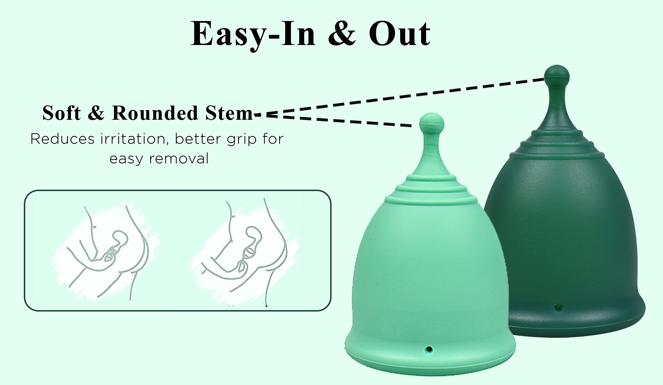 SHORDY Reusable Menstrual Cup (Small) Set of 2 with Mini Box, 100% Soft Silicone, Coupe Menstruelle, Safe Period Cup, Light Flow
