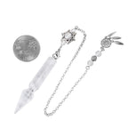 TUMBEELLUWA Crystal Point Pendulum for Divination Dowsing Faceted Stone Pendant Pendulum with Dream Catcher and Merkaba Star Cha