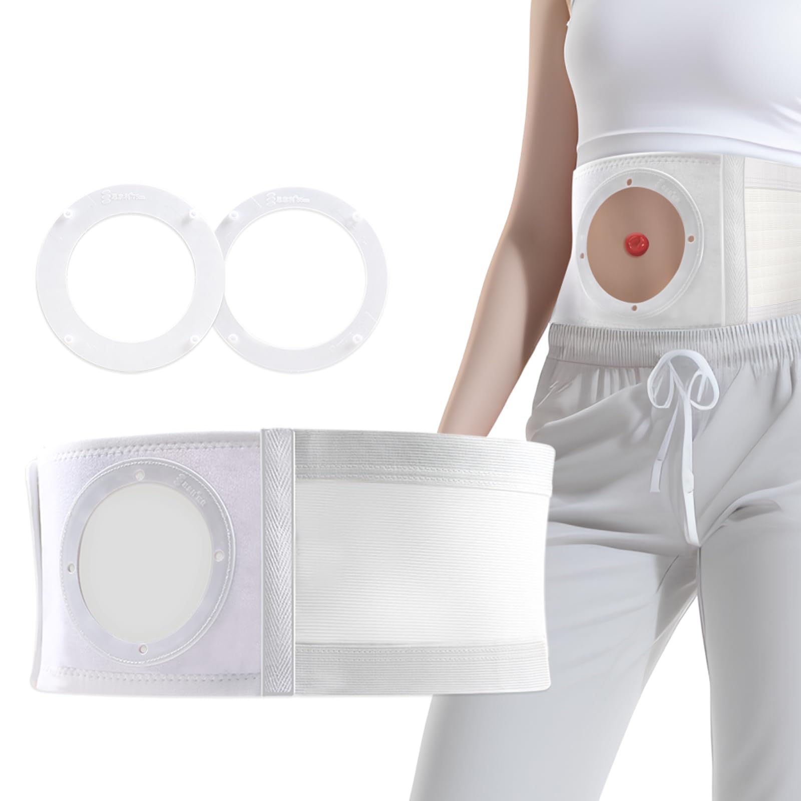 steawoce Adjustable Ostomy Support Belt for Men & Women, Breathable Abdominal Binder with Multiple Hole Sizes, Elastic Ostomy Ba