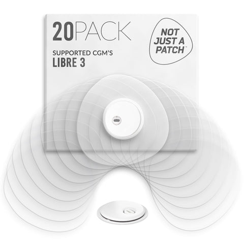 Not Just A Patch Freestyle Libre 3 Plus Sensor Covers (20 Pack) - Breathable, Sweatproof & Secure Hold - Precision-Cut Hole for 