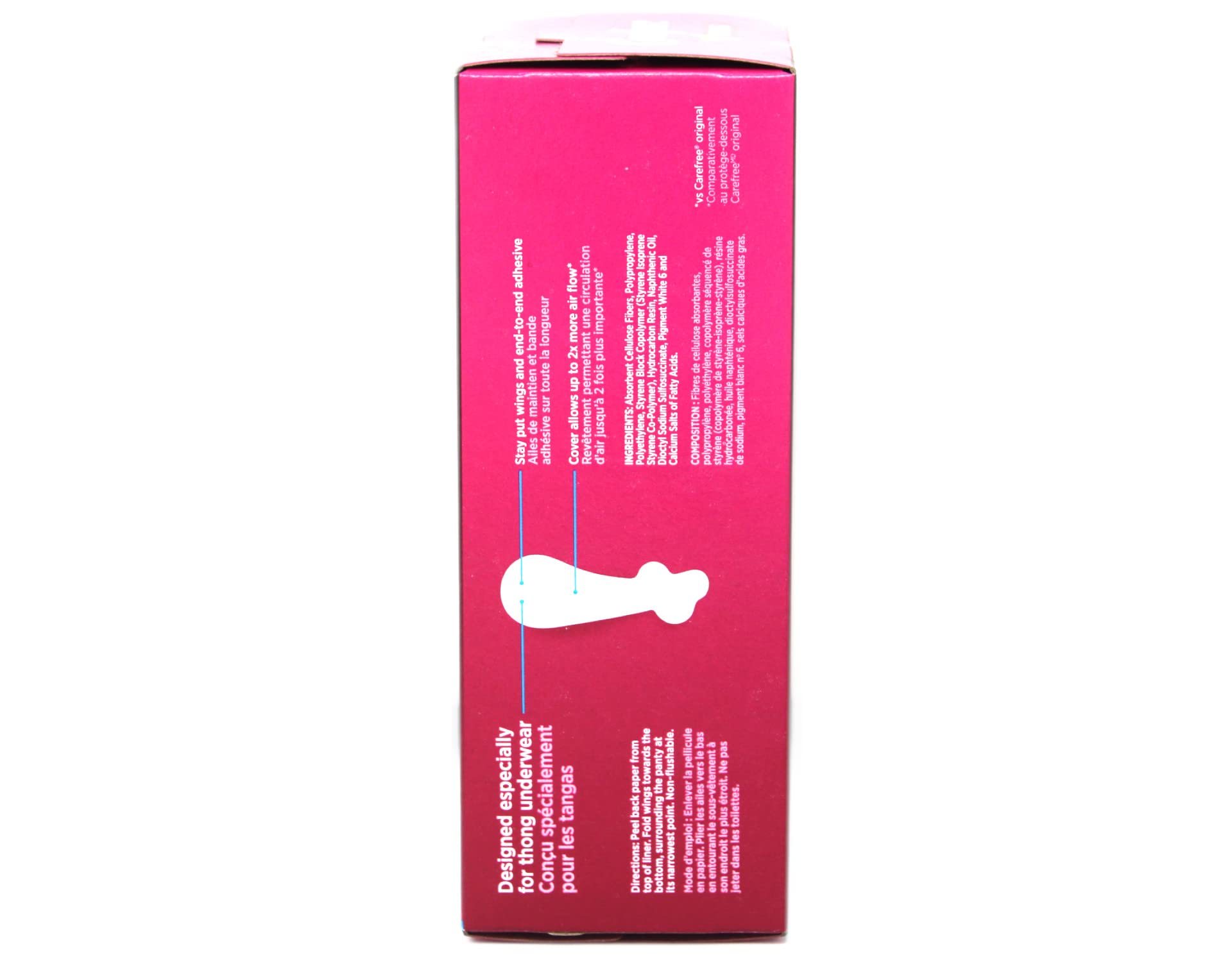 Carefree Thong Pantiliners, Regular Protection, Unscented, 196 Pantiliners (4 X 49 Count Boxes)