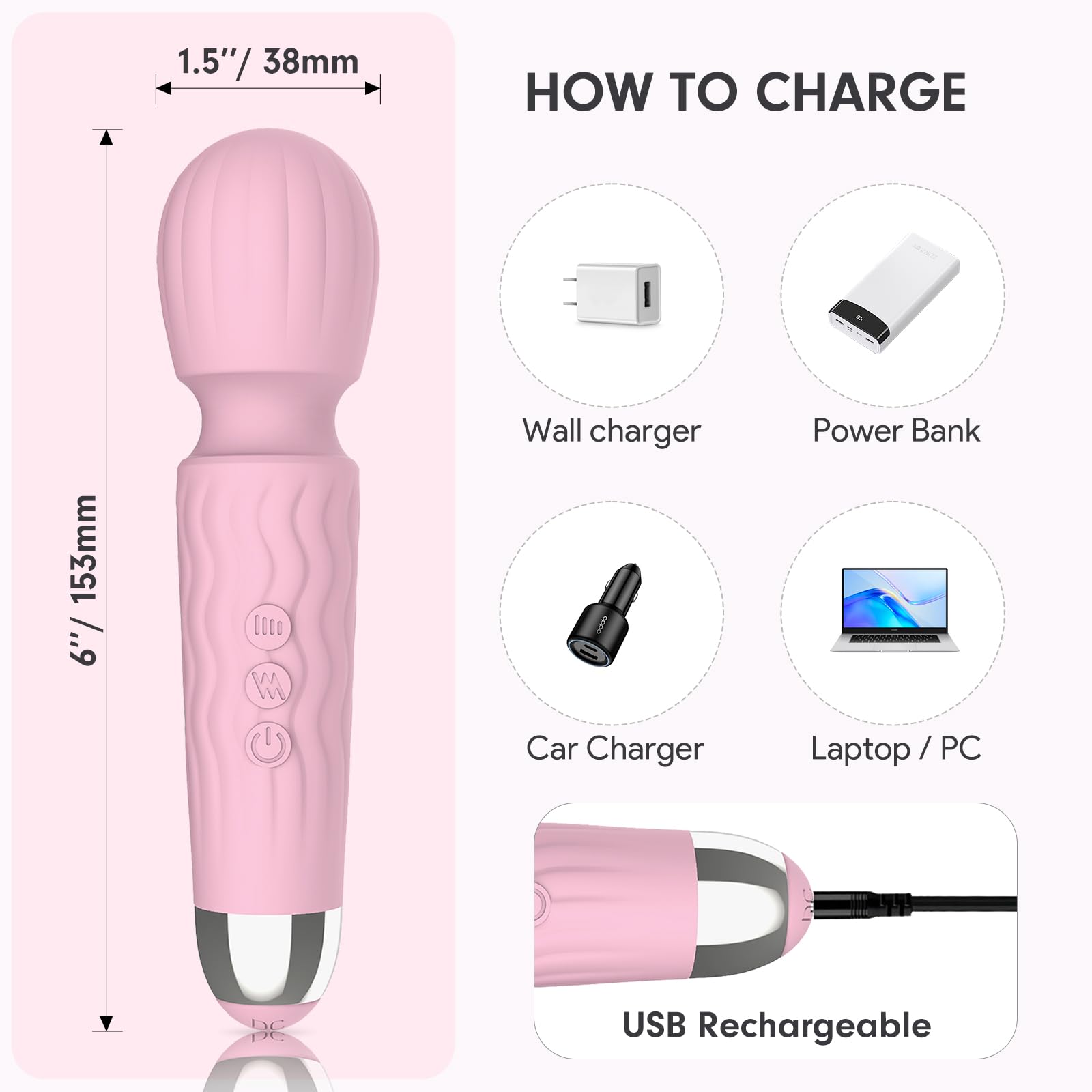 MANFLY Rechargeable Travel Mini Home Massage Tool, Handheld Quiet Powerful Neck Muscle Massager (Pink)