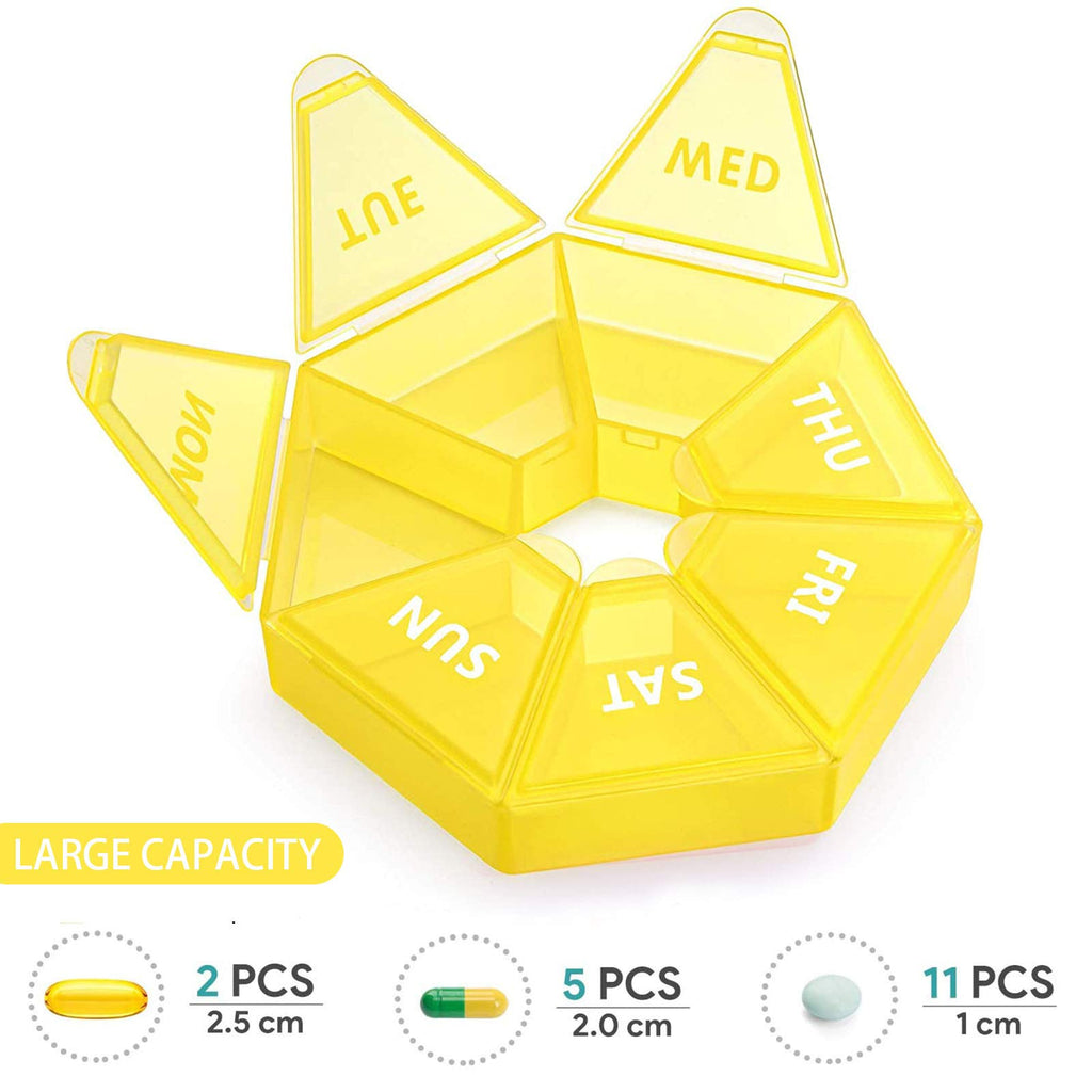 Weekly Pill Organizer Large 7 Day Pill Box Organizer Daily Medicine Case for Vitamin Fish Oil Pills Supplements Arthritis Friend