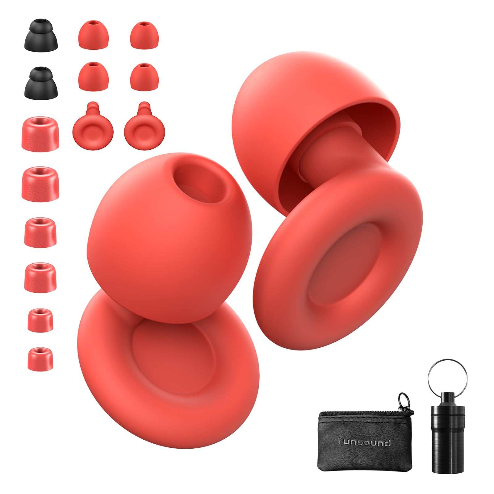 Ear Plugs for Sleeping Noise Reduction Reuseable, Concerts, Focus, Travel, Work, High Fidelity - 7 Pairs Eartips - Flexible Soft