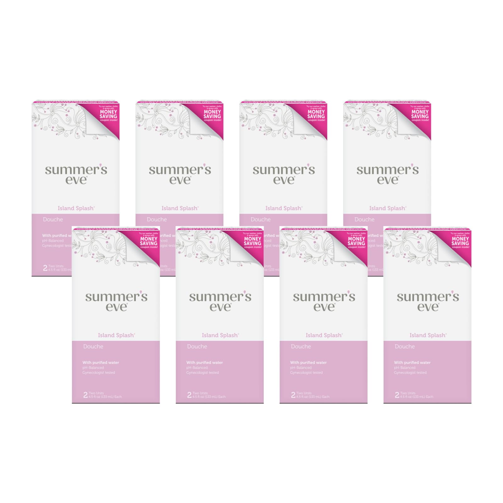 Summer s Eve Douche, Vaginal Douche for Women, Island Splash, 2 Units, 4.5 Oz Each, (Pack of 8)