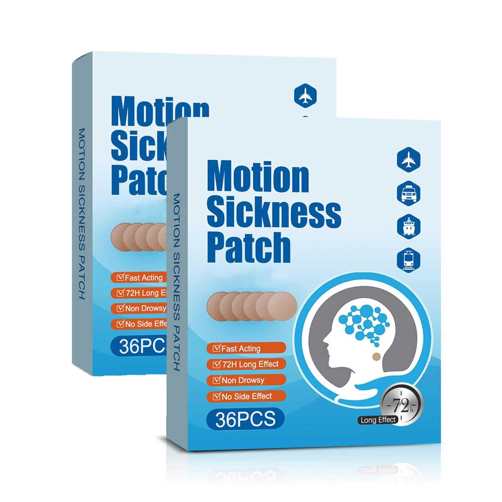 ZLYDG Motion Sickness Patch, 72 PCS Sea Sickness Patch for Cruise,Dizziness Resulted from Travel of Cars, Ships, Airplanes (1 Bo