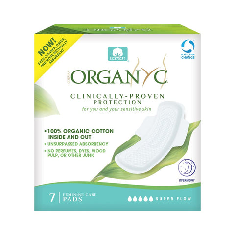 Organyc New and Improved 100% Certified Organic Cotton Inside and Out Overnight Feminine Pads, Heaviest Flow, Super Absorbency 2