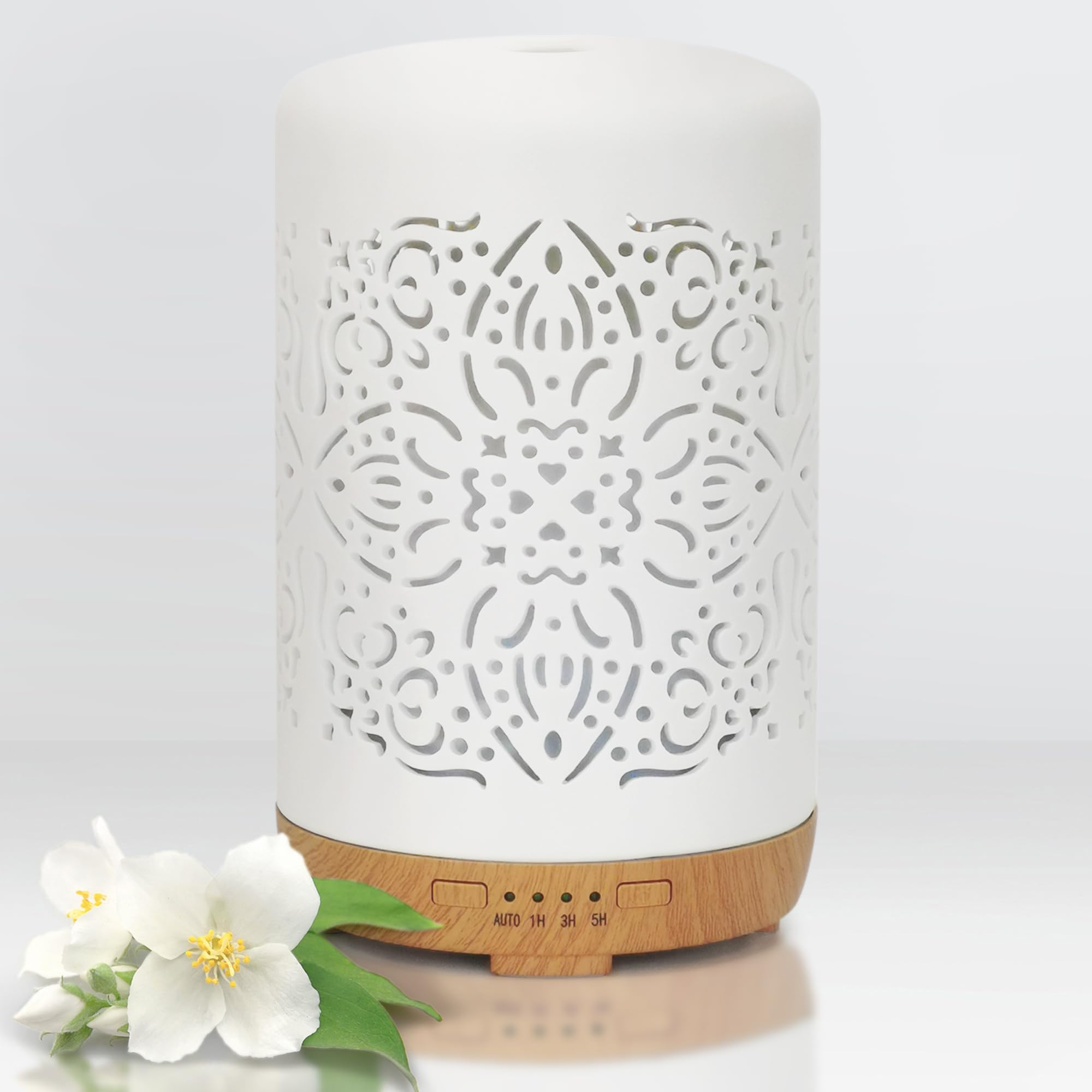 Earnest Living Essential Oil Diffuser White Ceramic Diffuser 250 ml Timers Night Lights and Auto Off Function Home Office Humidi