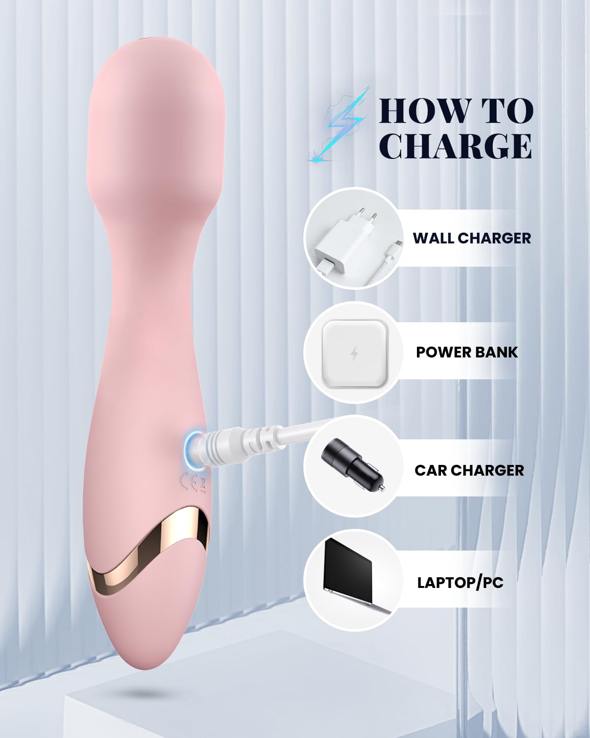 PinkScrew Home Massager, Handheld Electric Powerful Rechargeable Waterproof Neck Muscle Mini Massager (Pink)