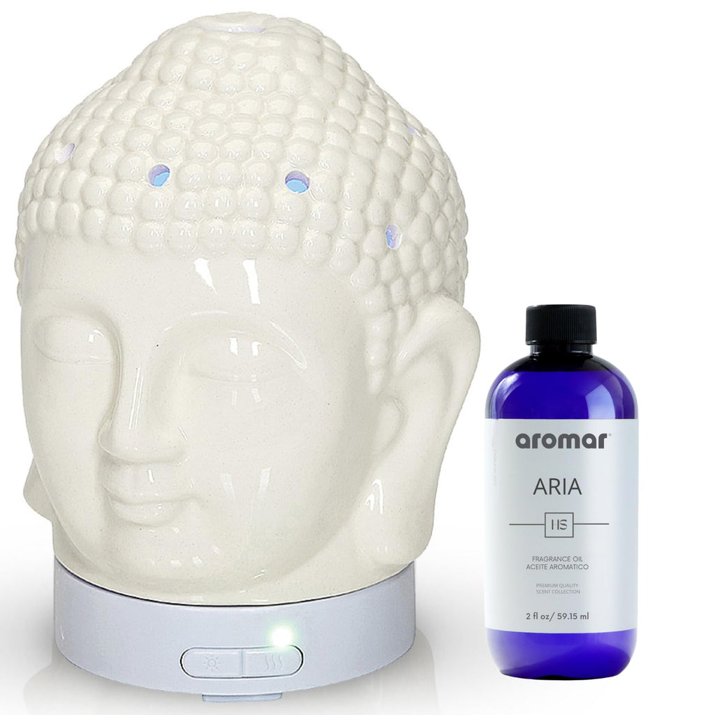 Aromar Buddha Ceramic Diffuser, White