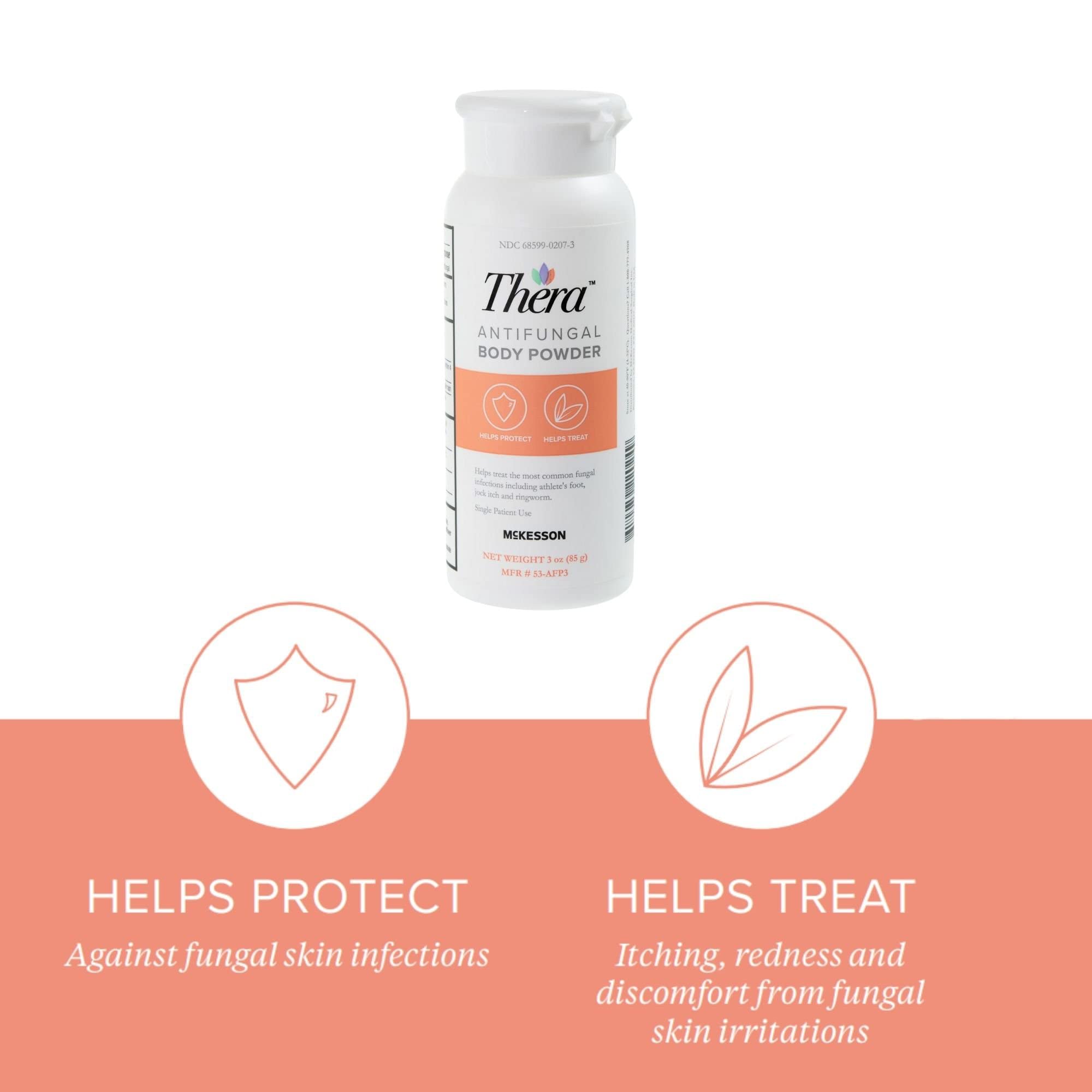 McKessons Thera Antifungal Body Powder, 2% Strength - Relief for Athletes Foot, Jock Itch, Ringworm - 3 oz, 1 Count