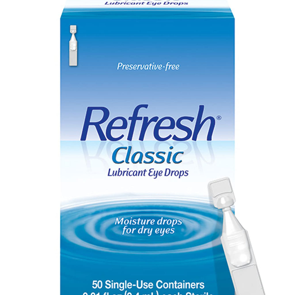 Refresh Classic Lubricant Eye Drops, Preservative-Free,0.01 Fl Oz Single-Use Containers, 50 Count (Pack of 1), Packaging May Var
