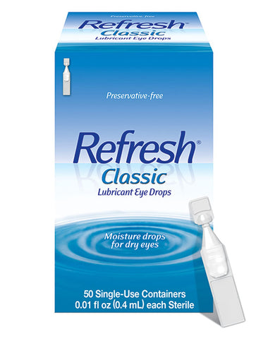 Refresh Classic Lubricant Eye Drops, Preservative-Free,0.01 Fl Oz Single-Use Containers, 50 Count (Pack of 1), Packaging May Var
