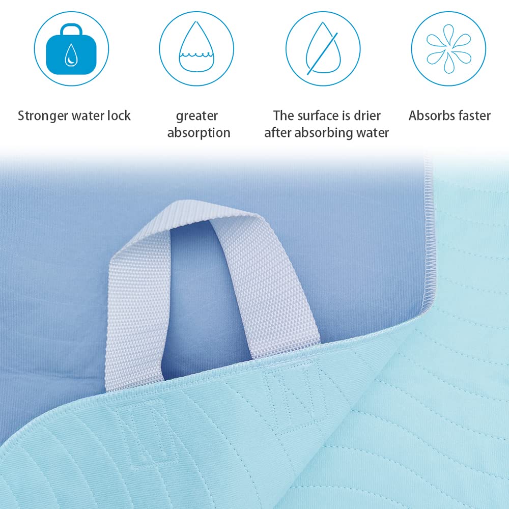 2 Pack Bed Pads for Incontinence Positioning Bed Pad with Handles for Lift and Transfer Reusable Waterproof Bed Pads Washable In