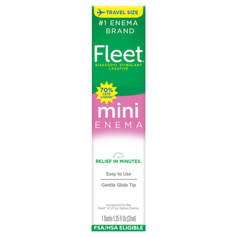 Fleet Enema, Mini Bisacodyl Enema, Stimulant Laxative for Constipation Relief for Adults and Children Ages 12+, Travel Size 1.25