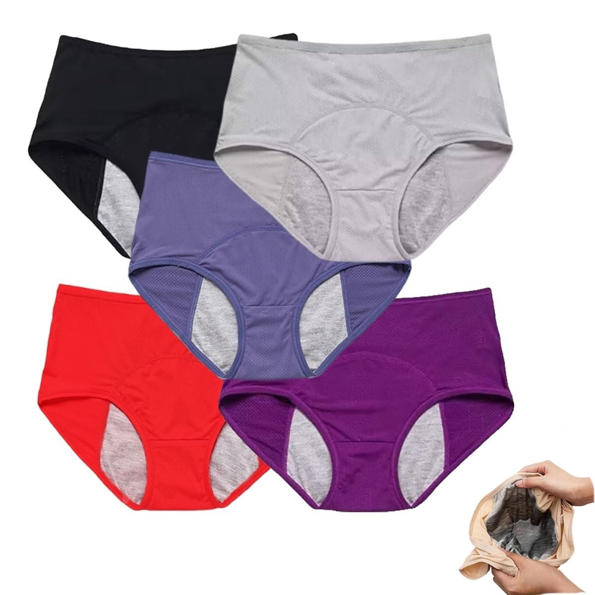 IDCWZL Leakproof Panties for Women Over 60 Leak Proof Ladies Underwear with Incontinence Comfortable(5pc-a,M)