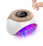 Upgraded Large Nail Lamps, 42pcs*650nm+15pcs*470nm,Intelligent Sensor&Digital Display (Gold)