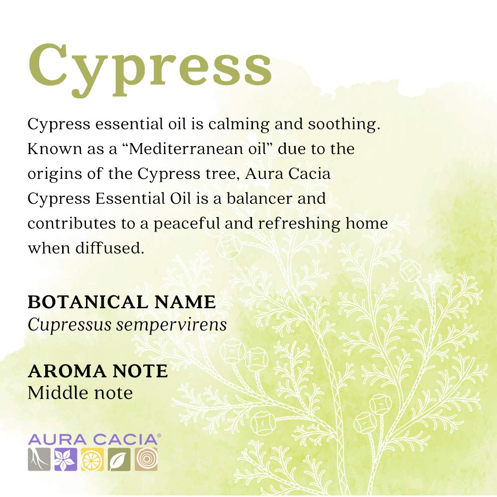 Aura Cacia Cypress Essential Oil | GC/MS Tested for Purity | 15ml (0.5 fl. oz.)