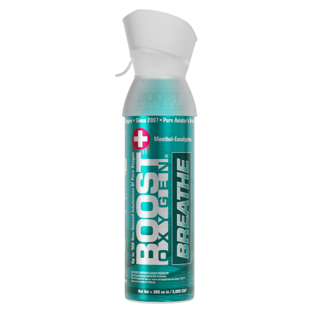 Boost Oxygen Medium Breathe Menthol-Eucalyptus Aroma 5L Canister | Respiratory Support for Altitude, Performance & Health (1 Pac