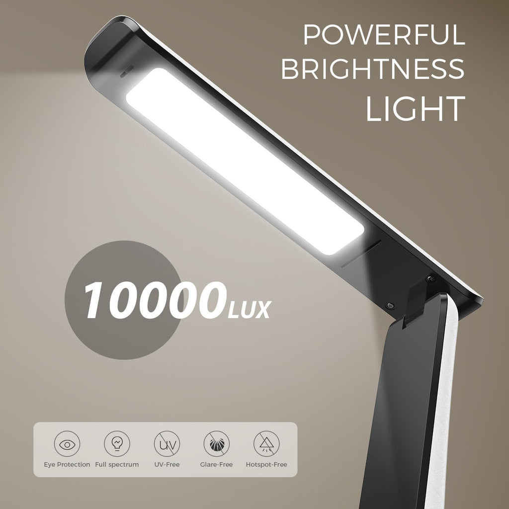 Light Therapy Lamp, 10000 LUX UV-Free LED Sunlight Light, Full Spectrum Mood Light Happy lamp, Touch Control Desk Lamp with Nigh