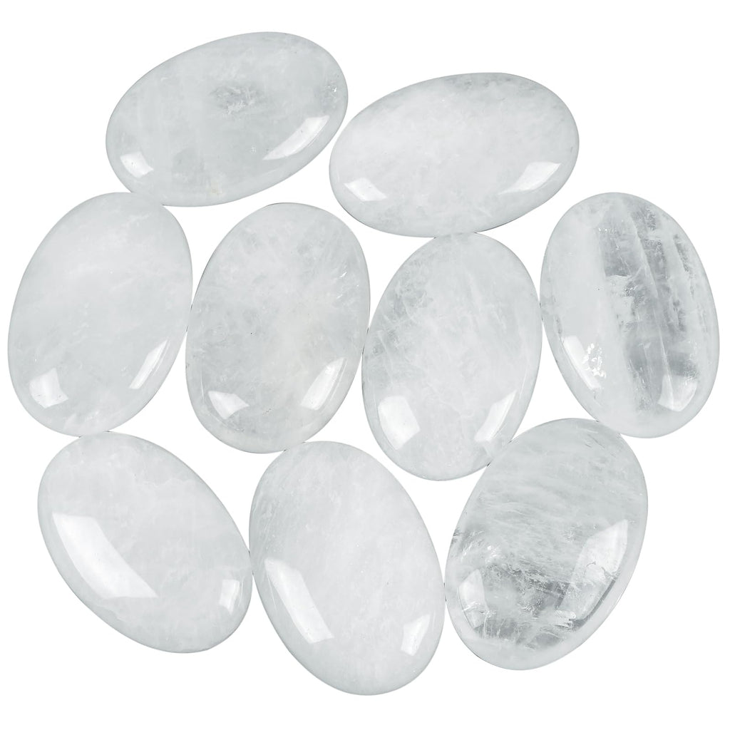 Loveliome Natural Rock Quartz Oval Polished Worry Stones, Healing Crystal Indoor Fountain Stones Massage Energy Anxiety Relief I