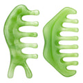 Geiserailie 2 Pieces Jade Combs Massage Stone Hair Gua Sha Scraping Scalp Comb Facial Massage Tool Multifunctional Handheld Head