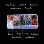 YRDGRG Crystal Quartz,10-Stone Mix:Red Crystal,Rose Quartz,Amethyst,Prehnite,Tiger's Eye, Quartz,Labradorite,Ruby in Zoisite,Lap