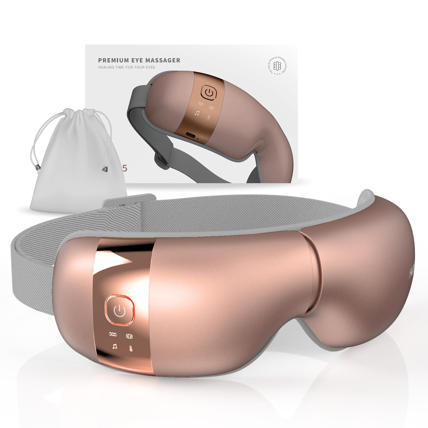 HubiCare Eye Massager with Heat, Vibration, and Music Helps Relieve Strain, Dark Circles, Dryness, and for Migraine Relief Relax