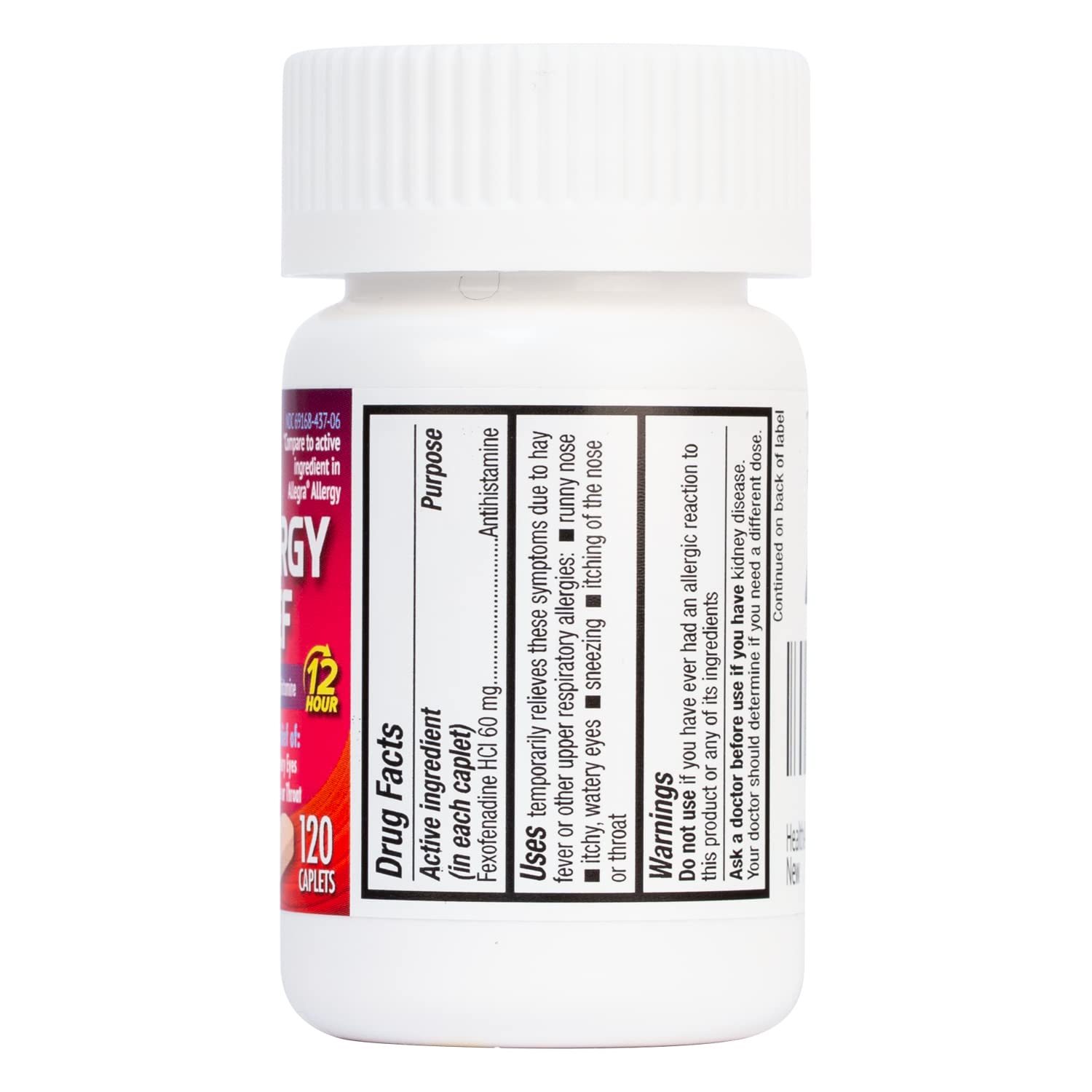 HealthA2Z Fexofenadine Hydrochloride 60mg | 12-Hour Antihistamine for Allergy Relief | Non-Drowsy (120 Counts (Pack of 1))