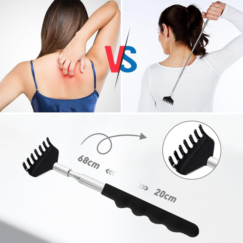 Svjetiq Head Massager Back Scratcher, 20 Fingers Head Scratcher Scalp Massager & Extendable Back Scratcher for Men Women, Stocki