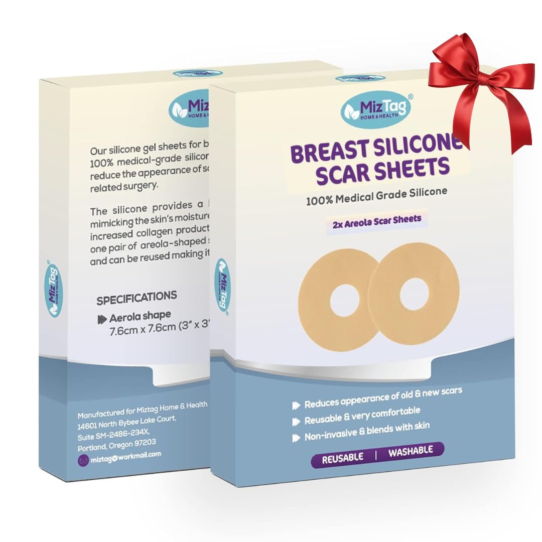 Areola Silicone Scar Sheets - Breast Surgery Recovery Supplies - Reusable and Comfortable Under Post-Op Bra (2 PCS)