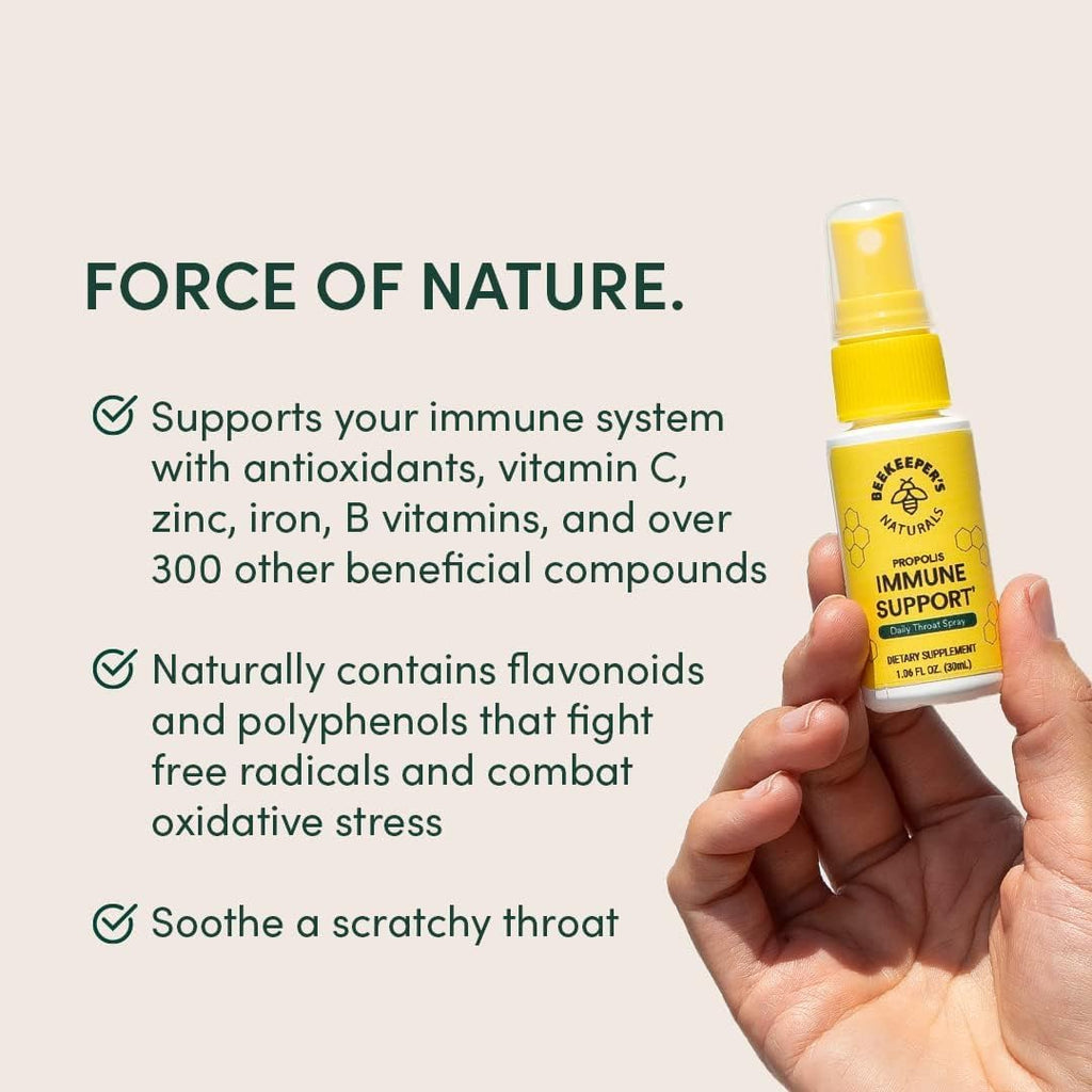 Beekeepers Naturals Immune Support Kit | Propolis Throat Spray - Honey Cough Drops - Vitamin C Liposomal | Effective & Natural