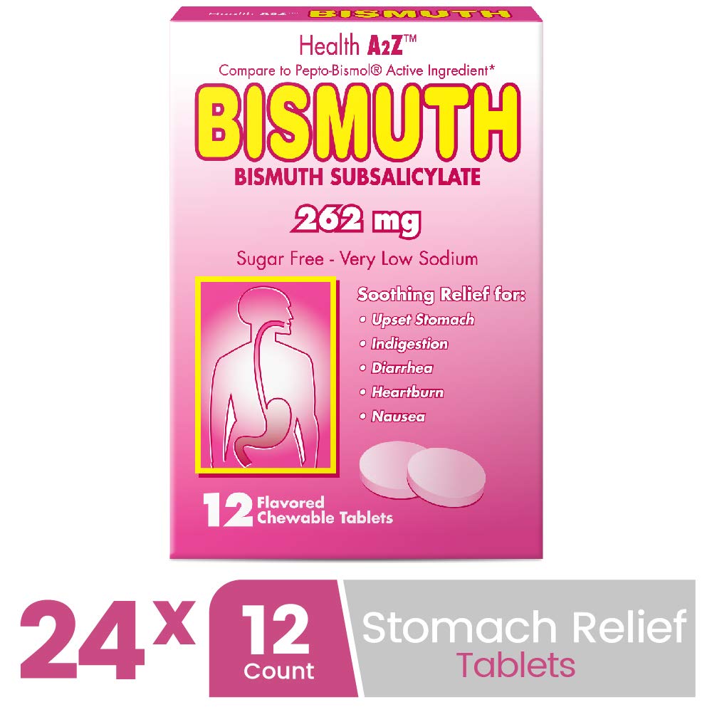 HealthA2Z Bismuth | Bismuth Subsalicylate 262mg | Multi-Symptom Relief | (24 Pack (288 Tablets))