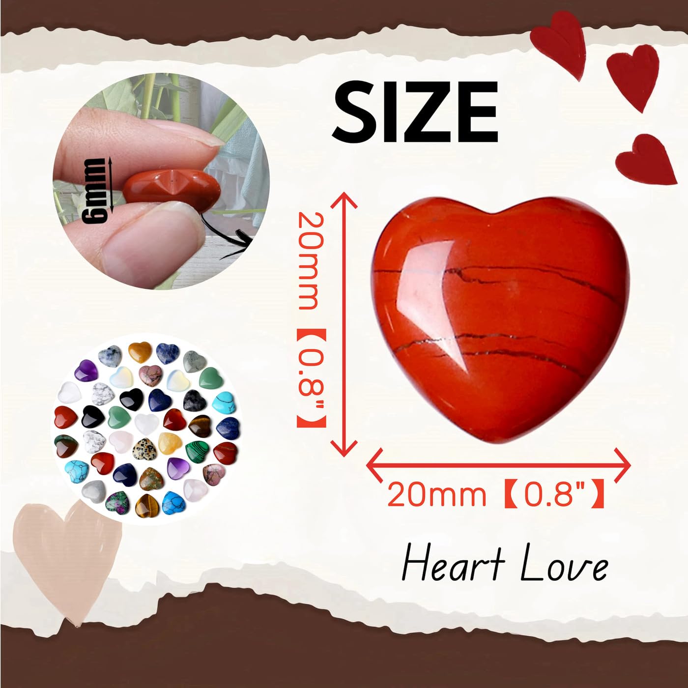 NUKAYAI 40 PCS 0.8 inch Heart Shaped Crystals Heart Stones Love Cute Tiny Trinket Gemstones Rose Quartz Amethyst Set Wholesale R