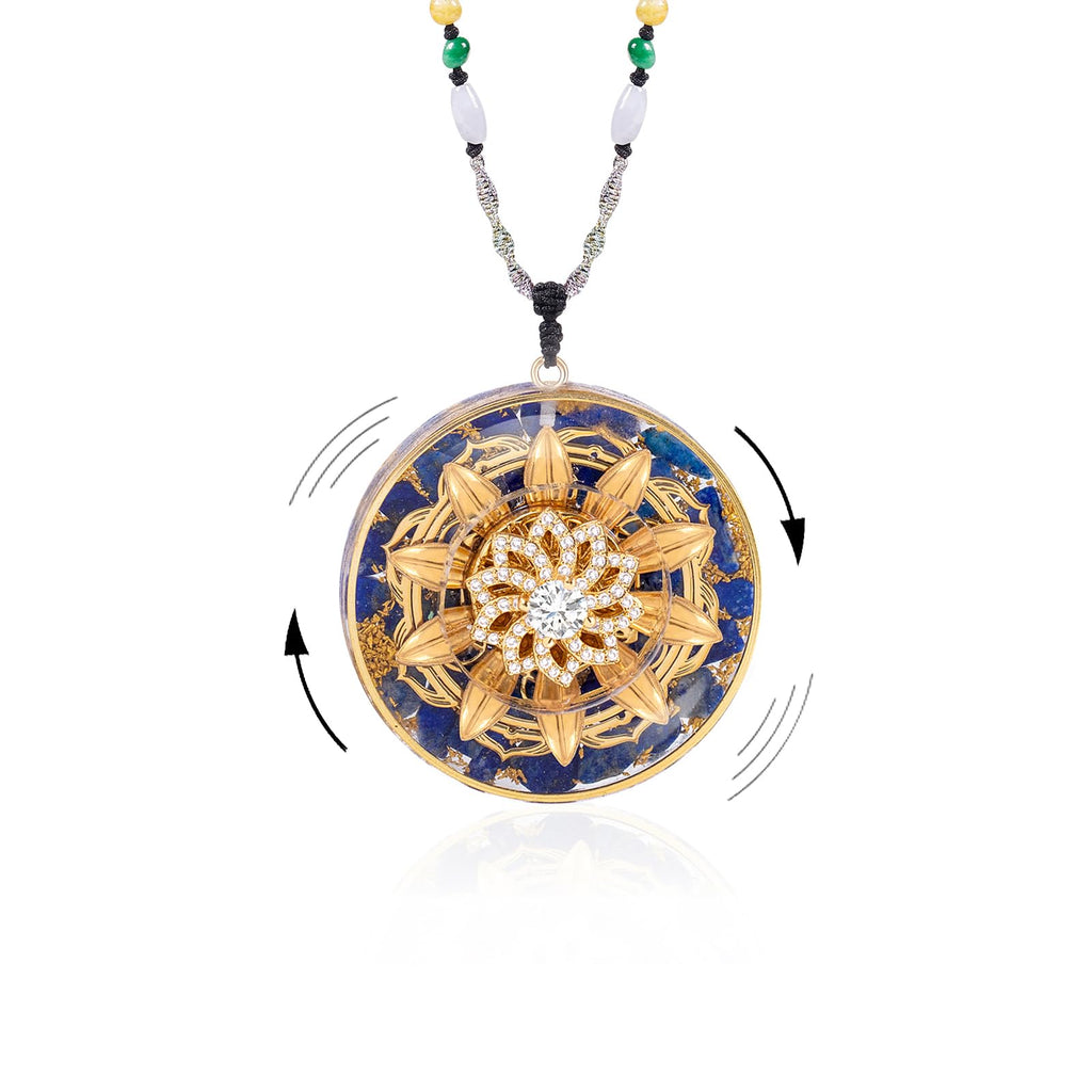 Lapis Lazuli Orgone Pendant Reiki Yoga Meditation Necklace Rotation Design Healing Stones Spirituality Jewelry (Style 3)
