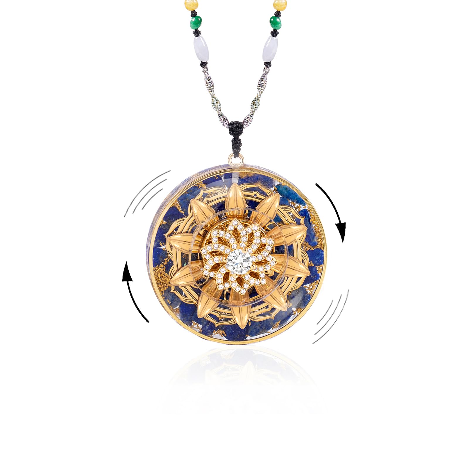 Lapis Lazuli Orgone Pendant Reiki Yoga Meditation Necklace Rotation Design Healing Stones Spirituality Jewelry (Style 3)