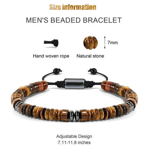 VIBILIA Healing Crystal Bracelets Beaded Bracelets for Men Women Tiger Eye Natural Stone Adjustable Bracelets Unique Gifts for F