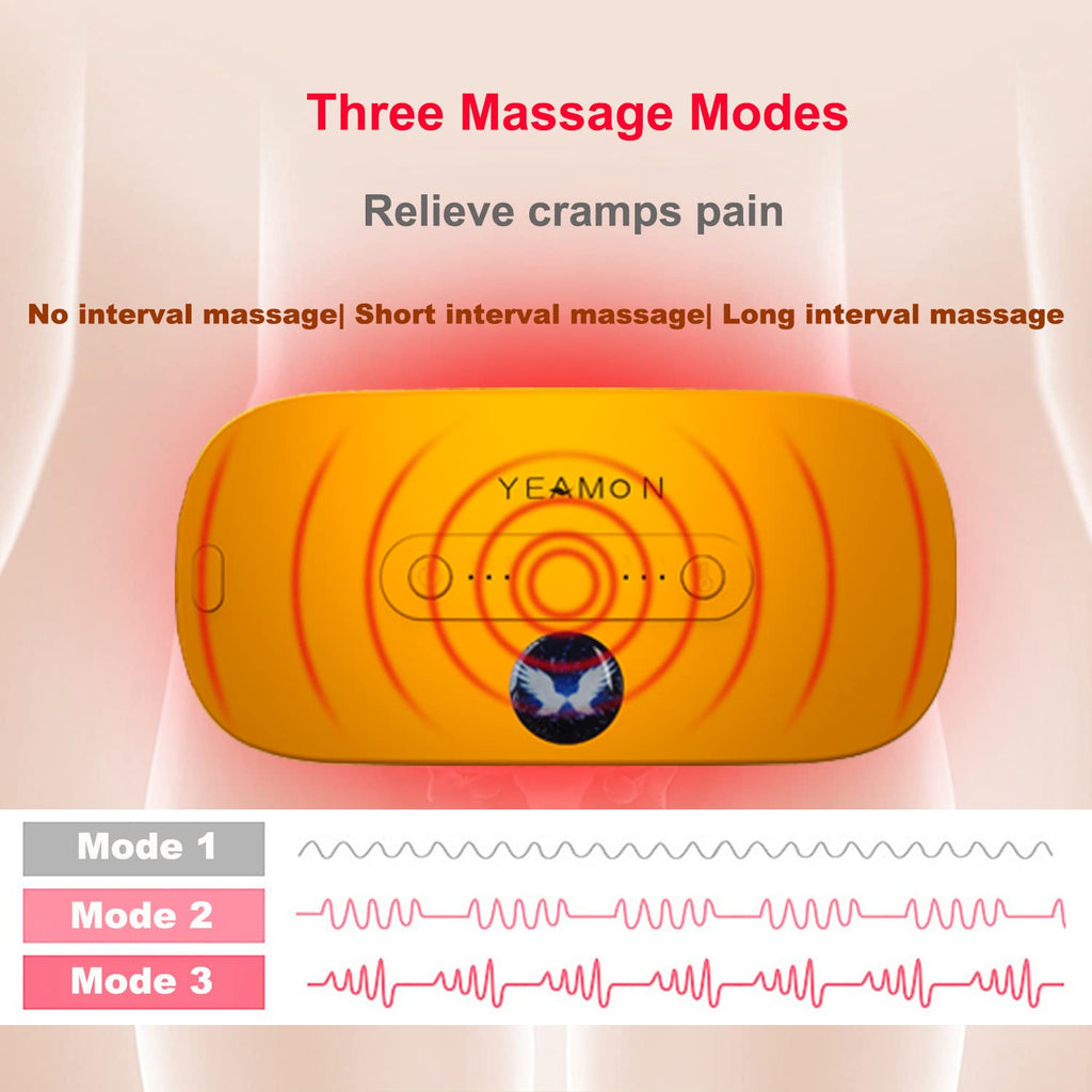 Portable CordlessElectric Waist Belt Device, Fast with 3 Heat Levels and 3 Massage Modes, Back or Belly Heating Pad for Women an