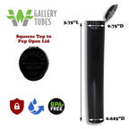 W Gallery 10 Black 98mm Open Cap Pop Top Tubes - Airtight Smell Proof Containers - Plastic Medical Grade Prescription Bottles fo