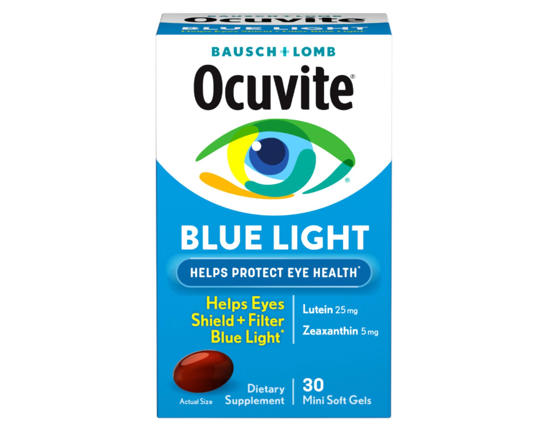 Bausch + Lomb Ocuvite Blue Light Lutein 25Mg Lutein & Zeaxanthin Supplement, 30 Softgels (Pack Of 2)